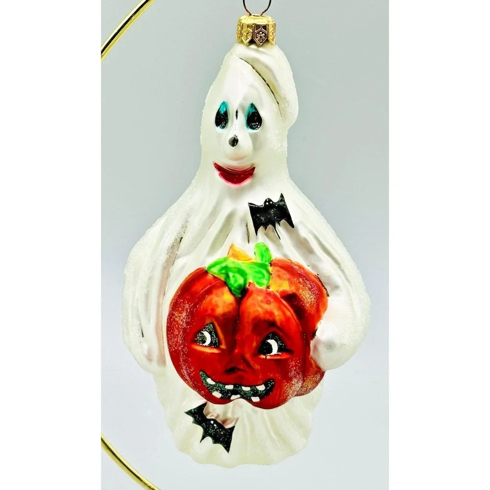 Christopher Radko Jack N Ghoul Ghost with Pumpkin Halloween Christmas‎ Ornament